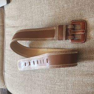 Fancy stitched Chico's belt, light brown, S/M